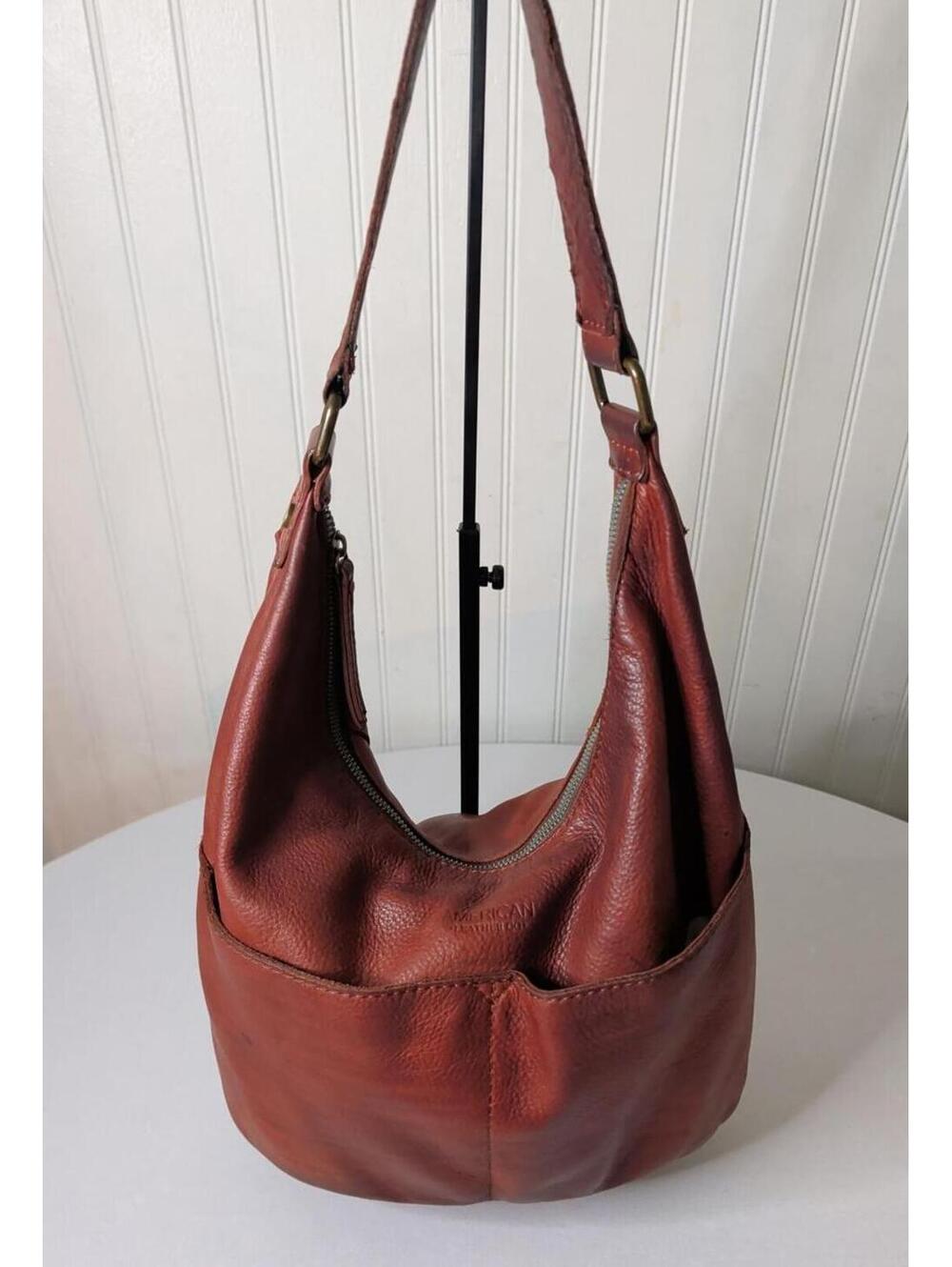American Leather Co. Cognac Brown Genuine Soft Leather Hobo Shoulder Bag